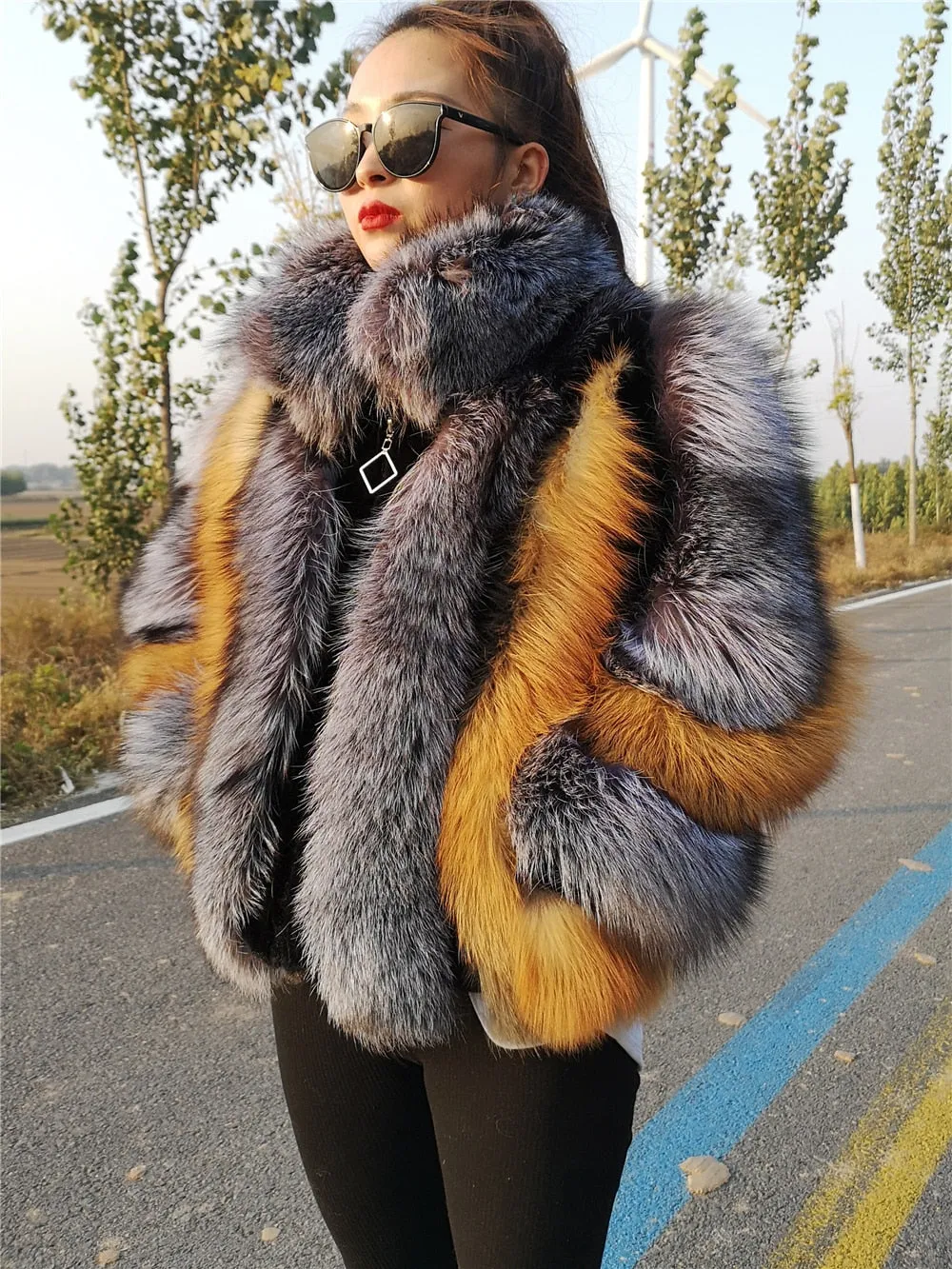 Real Natural Fox Fur Jacket Women Luxury Genuine Silver Fox Short Coat Full Sleeves Winter Plush Red Fox Fur Coat Female
