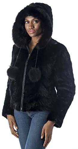 REED Women's Genuine Mink Fur Bomber Jacket -100% Real Fur