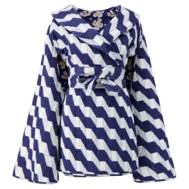 Reversible Hilma Cape in Zigzag and Snowdrop Print