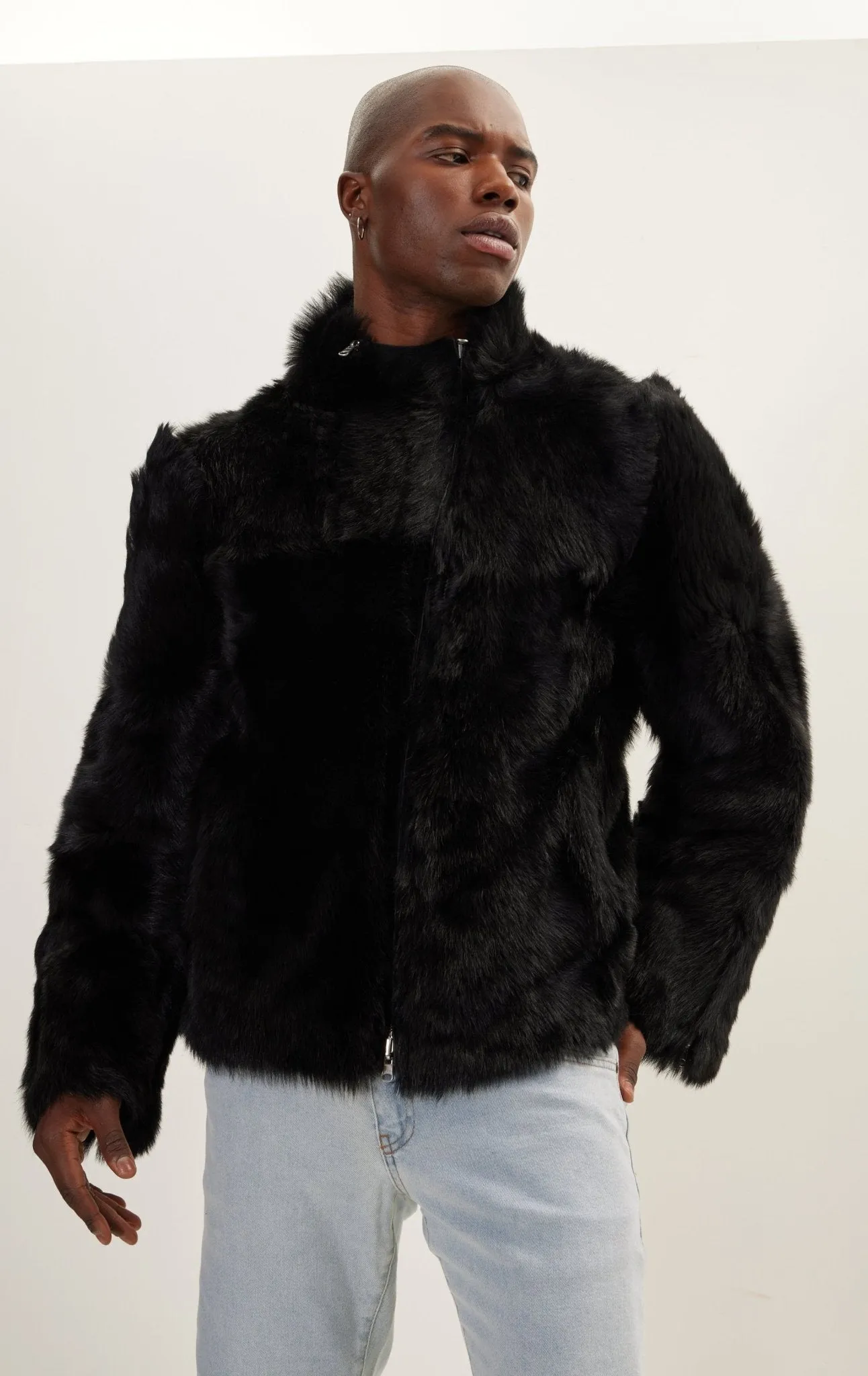 Reversible Toscana Shearling Genuine Leather Jacket - Black