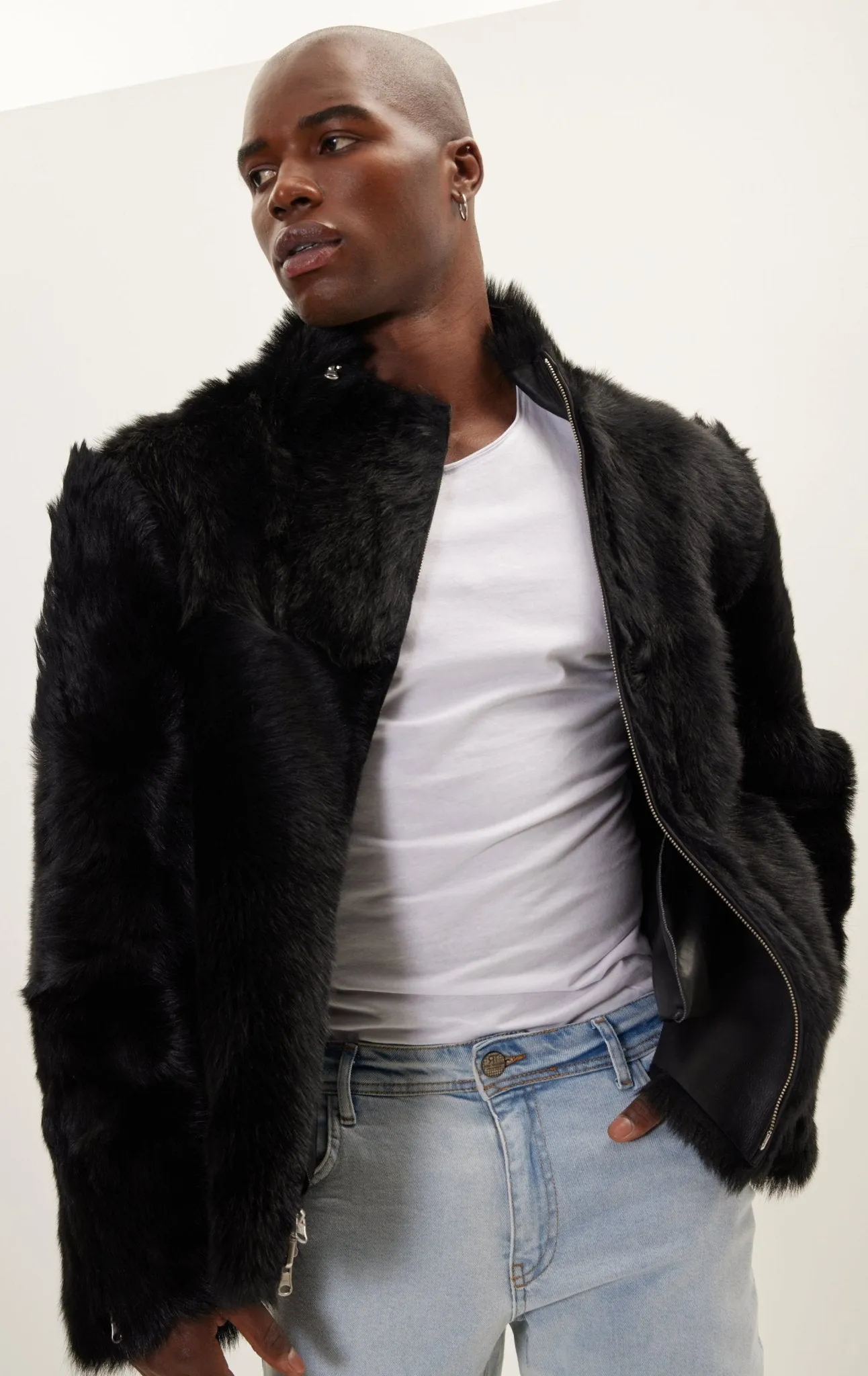 Reversible Toscana Shearling Genuine Leather Jacket - Black