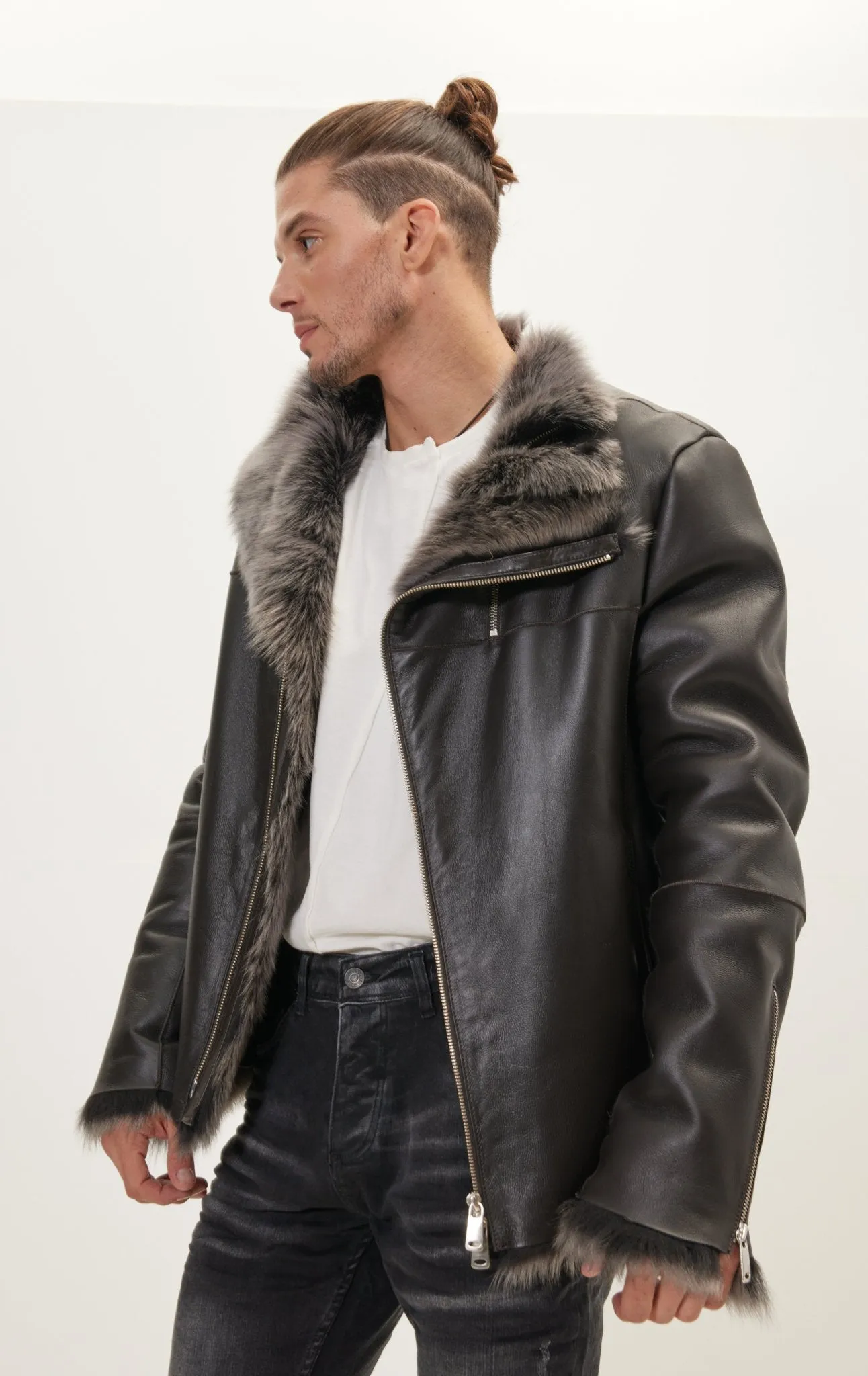 Reversible Toscana Shearling Genuine Leather Jacket - Chocolate