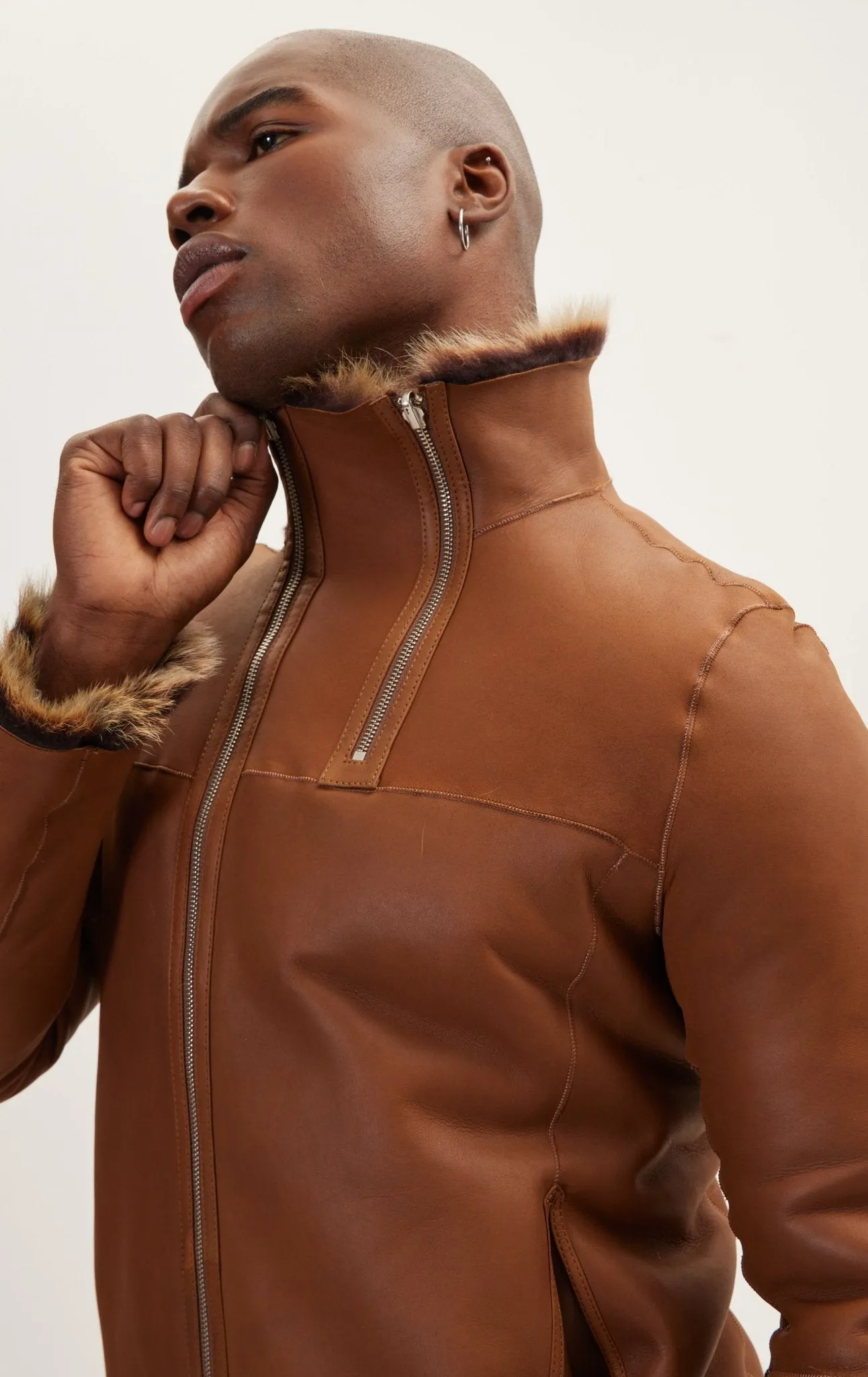 Reversible Toscana Shearling Genuine Leather Jacket - Coffee
