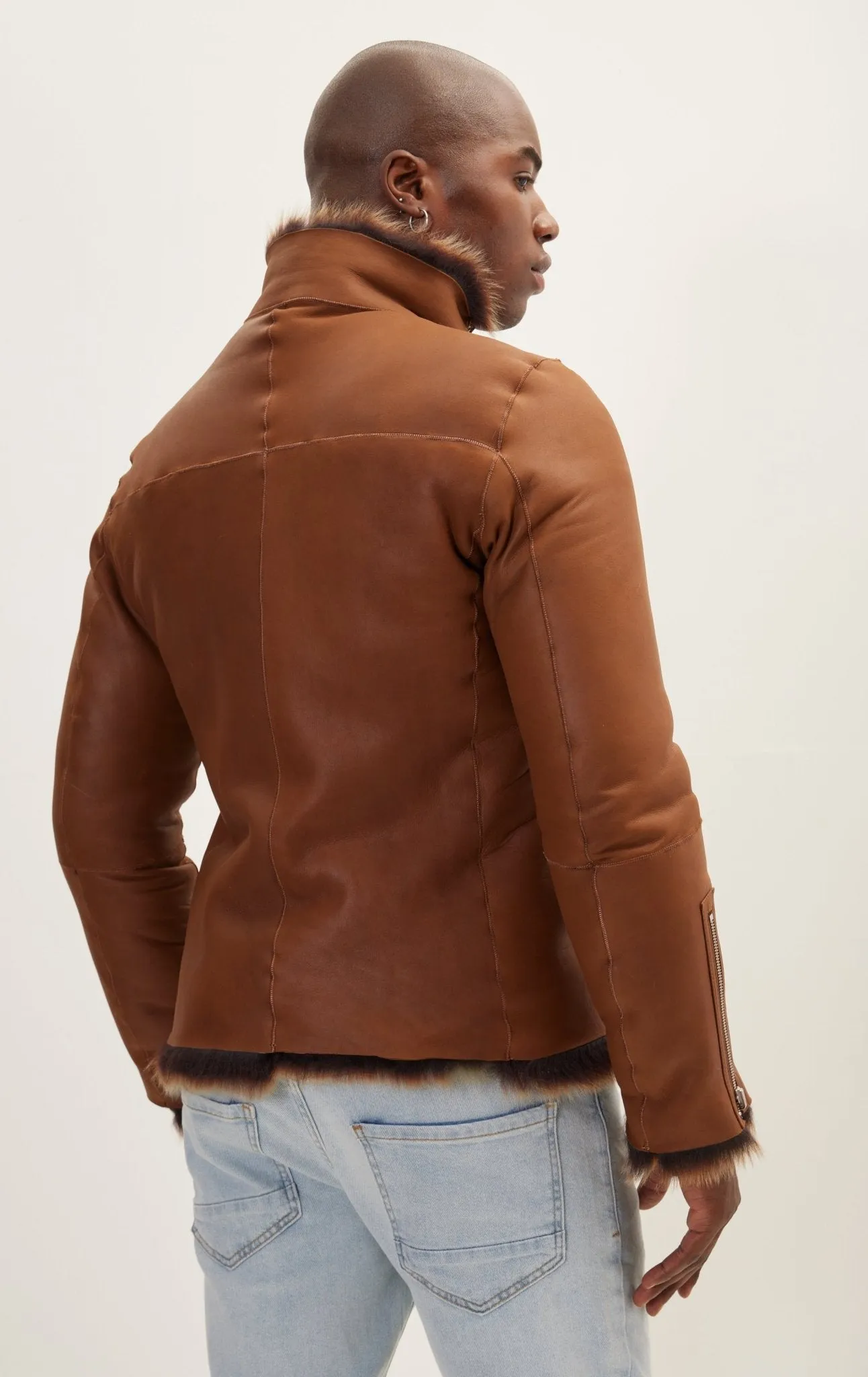 Reversible Toscana Shearling Genuine Leather Jacket - Coffee