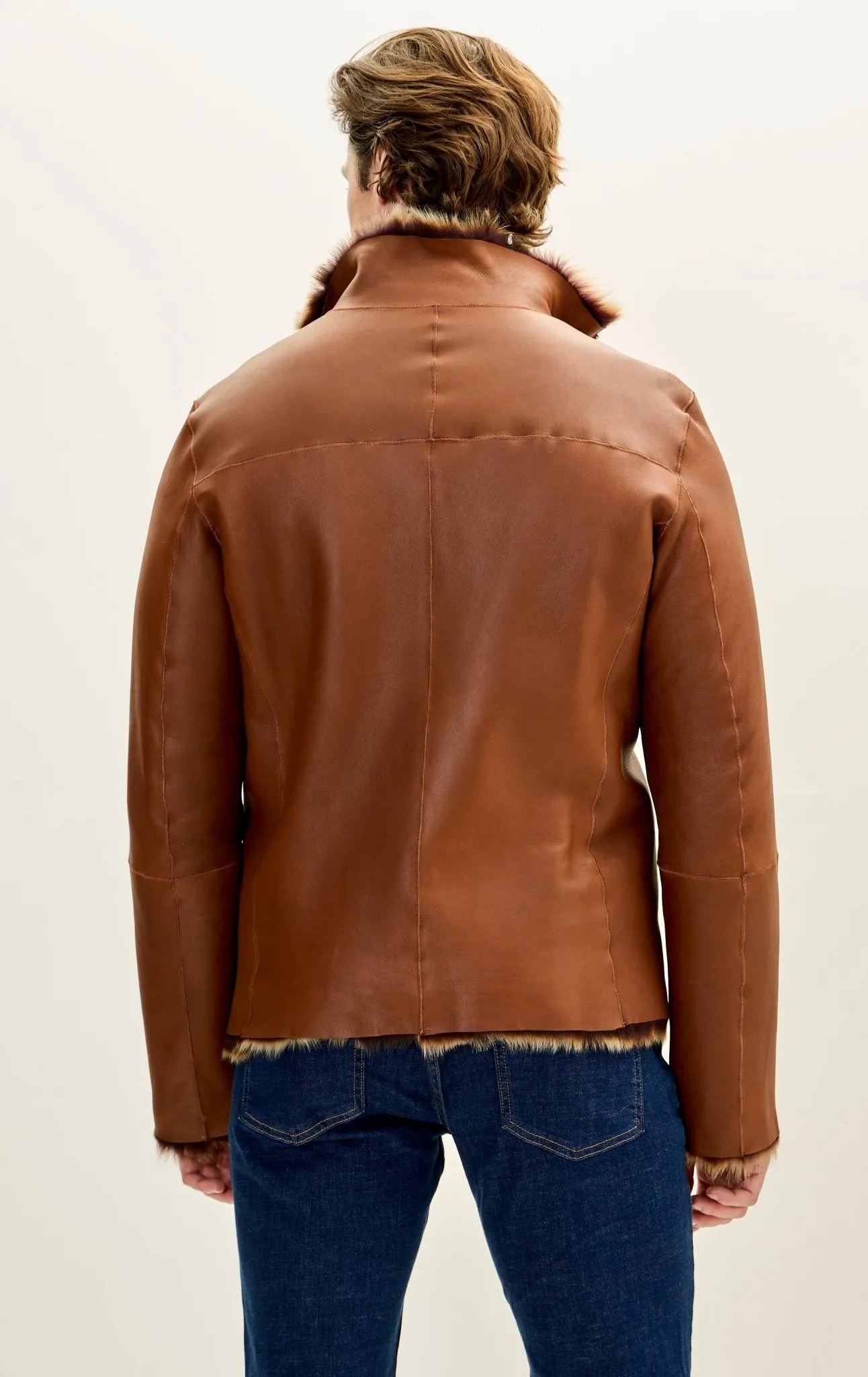 Reversible Toscana Shearling Genuine Leather Jacket - Coffee