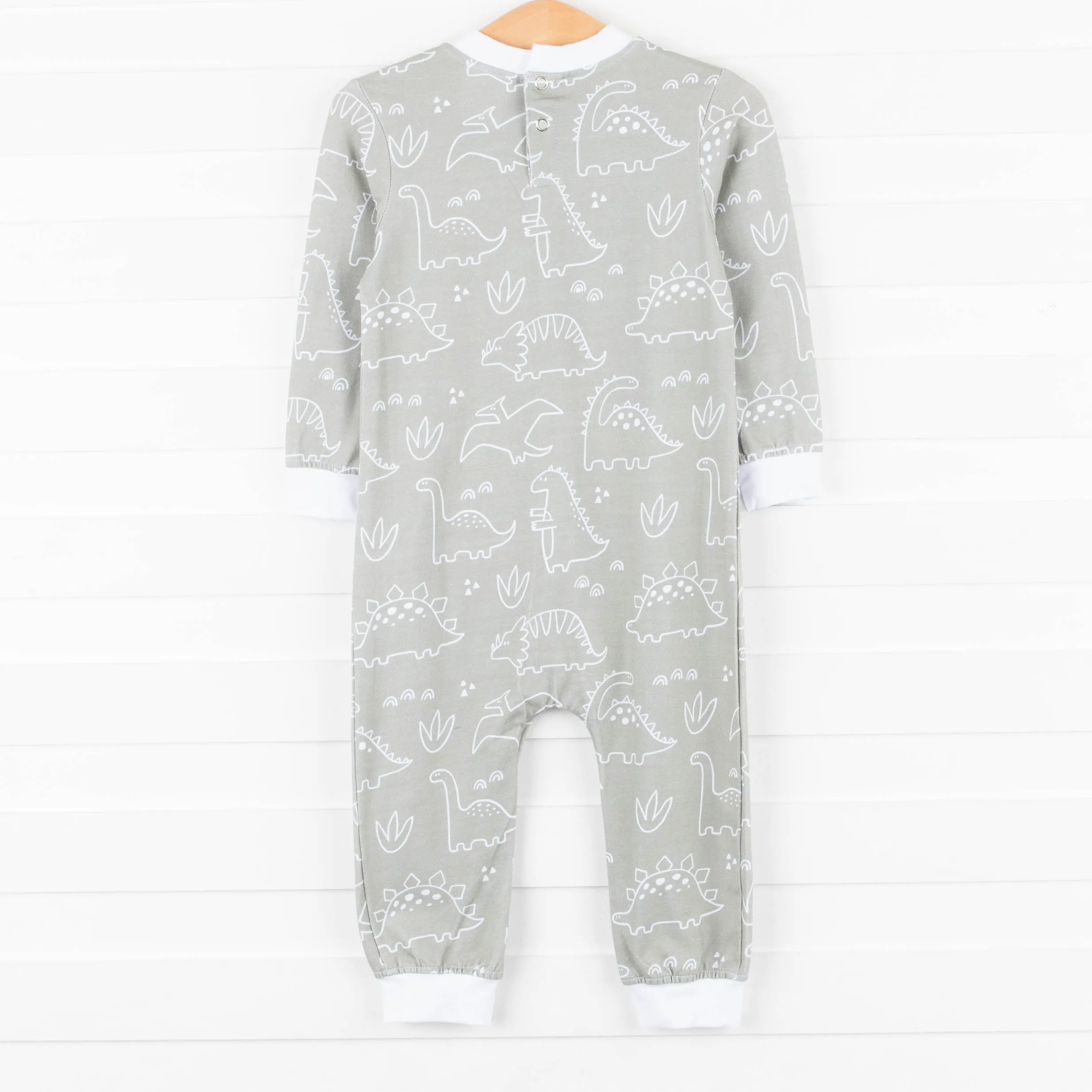 Sage Dinos Romper, Green