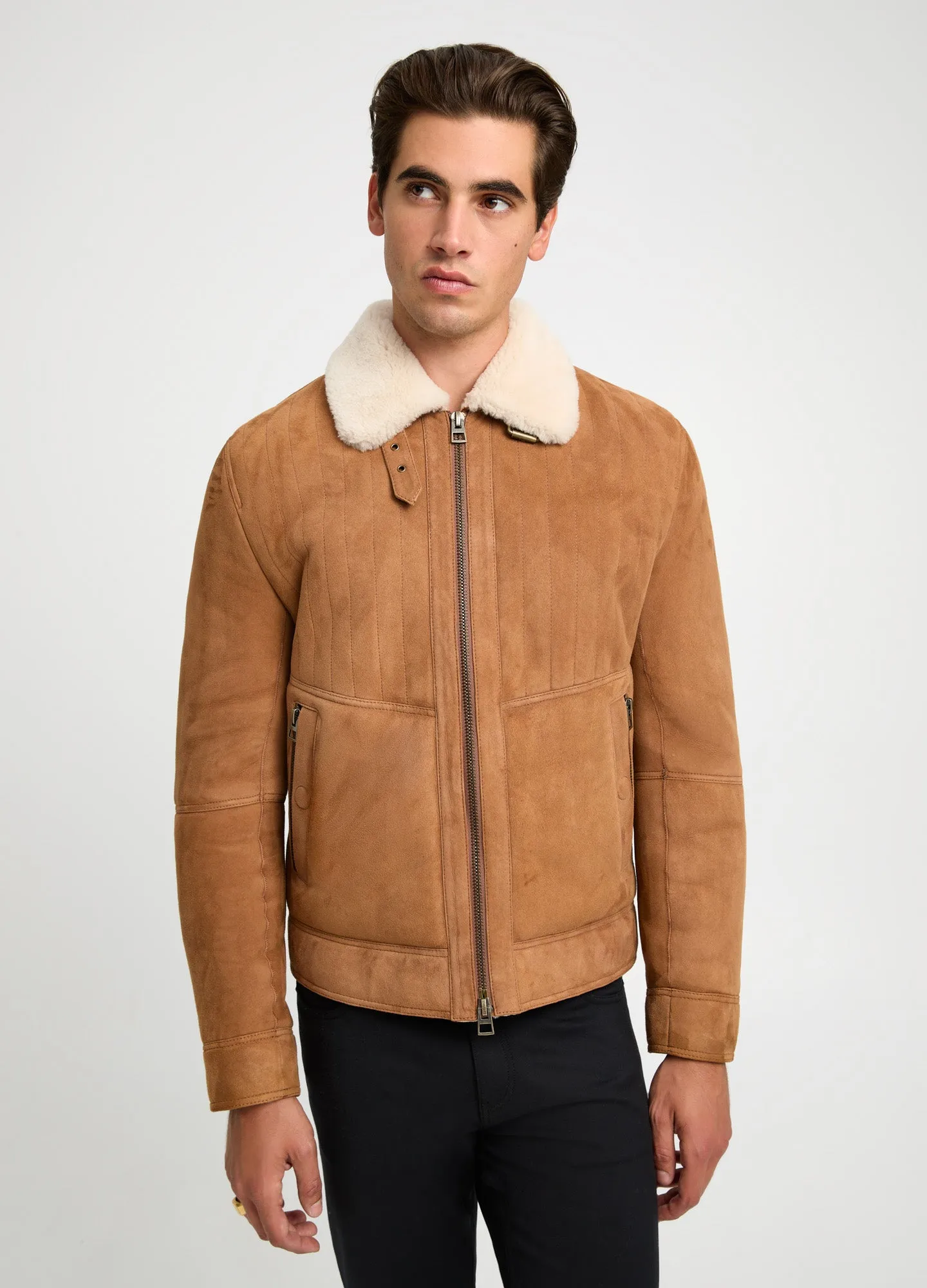 Shearling Aviator Jacket Caramel