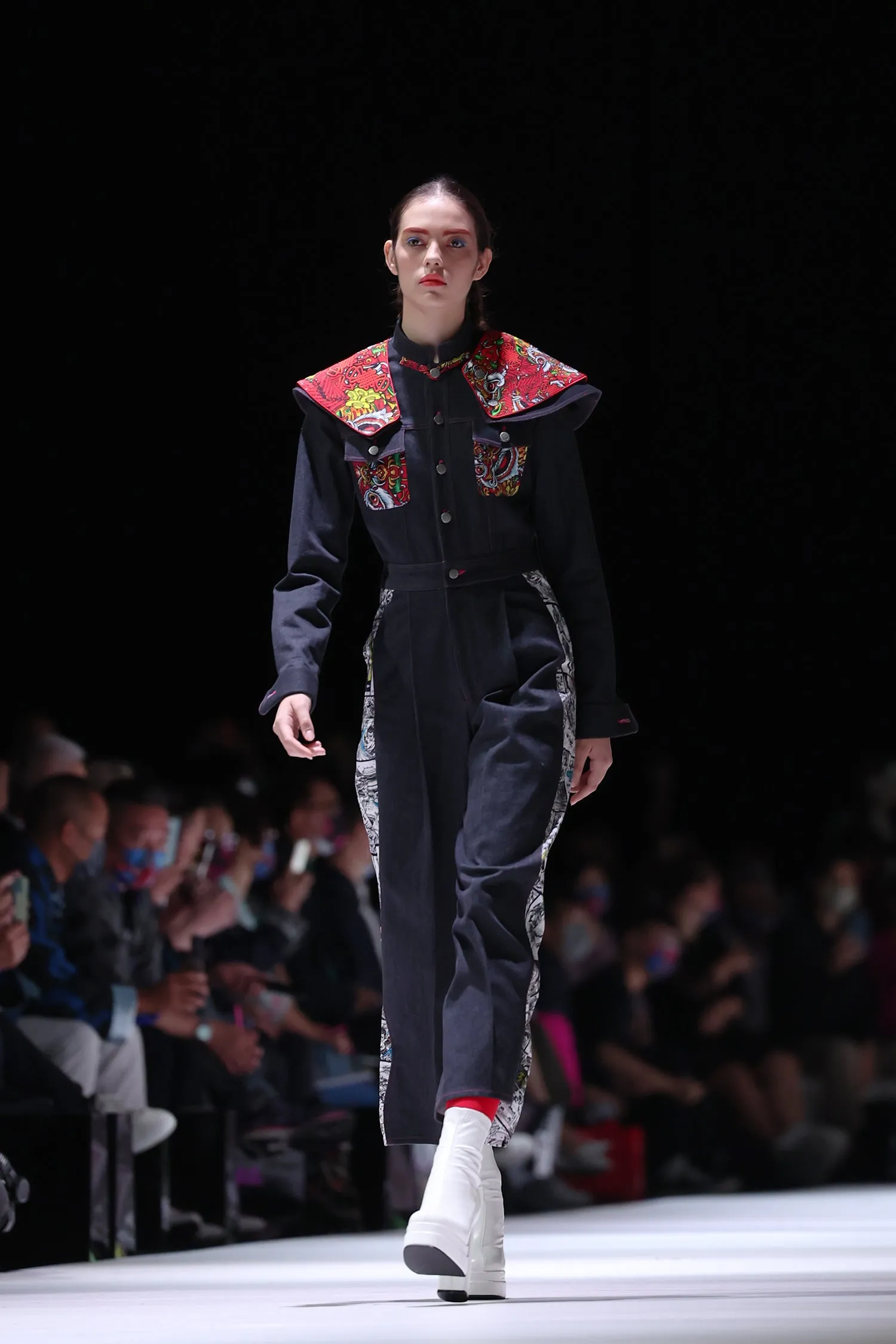 【SPARKLE X GRAND MASTER】Eco-Denim Cheongsam Jumpsuit