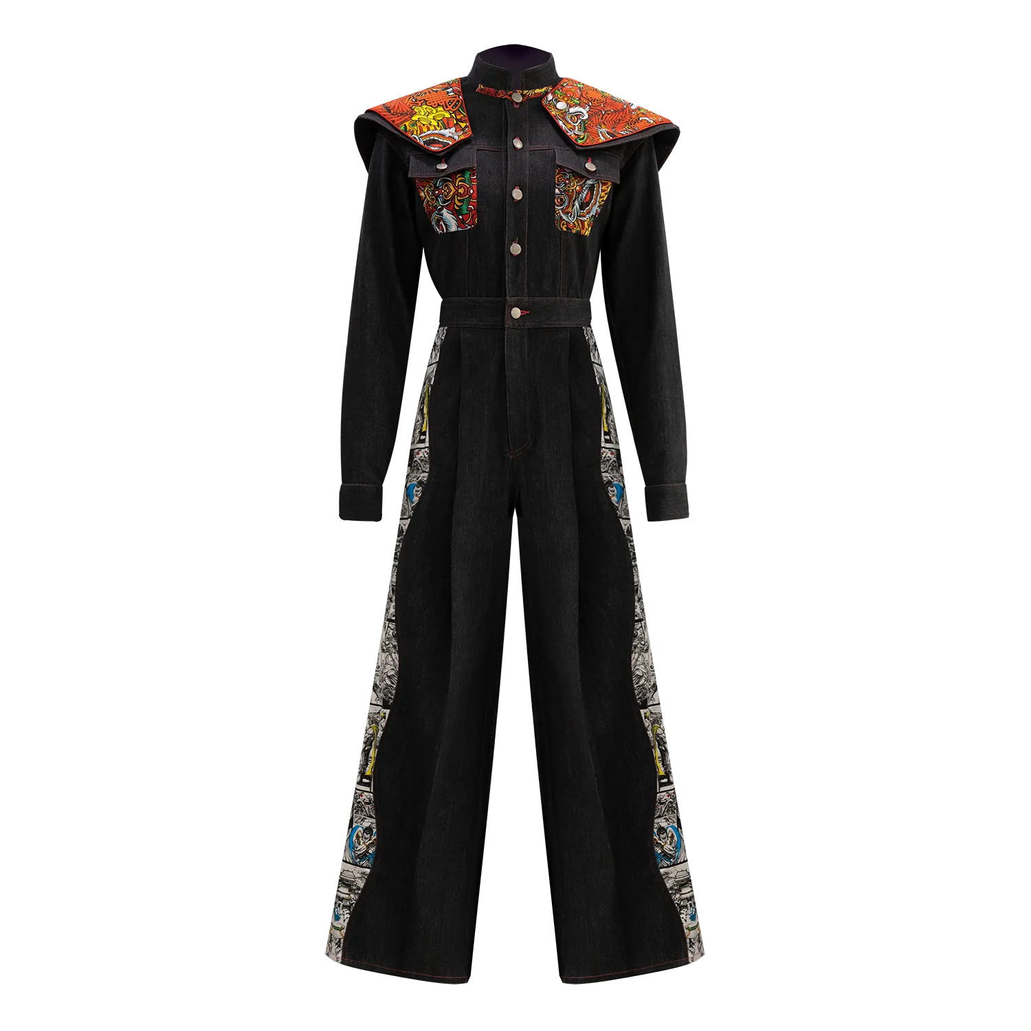【SPARKLE X GRAND MASTER】Eco-Denim Cheongsam Jumpsuit