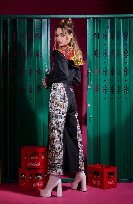 【SPARKLE X GRAND MASTER】Eco-Denim Cheongsam Jumpsuit