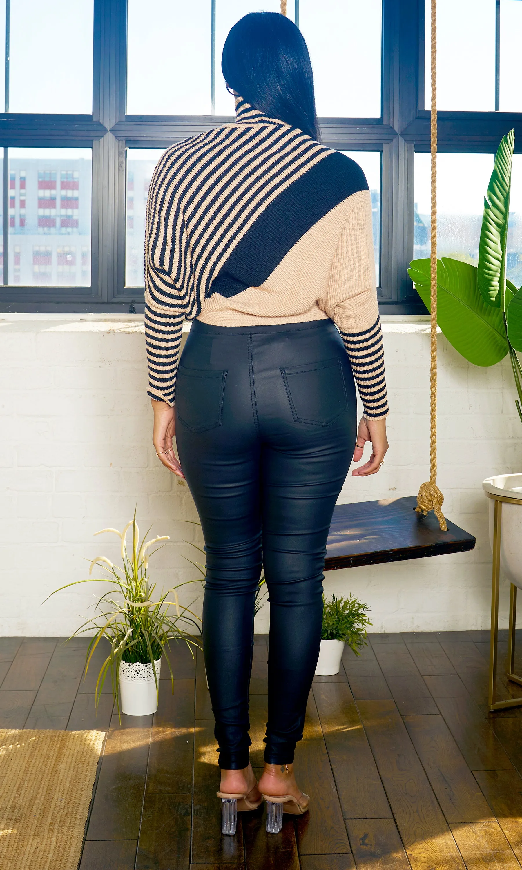 Stripe Sweater - Taupe/Black
