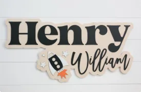Sugar   Maple Personalized Bubble Wood Sign | Spaceship