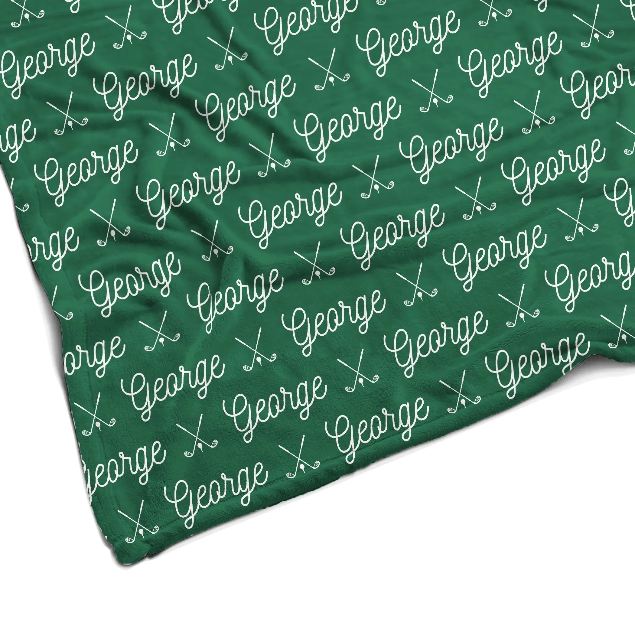 Sugar   Maple Plush Minky Fleece Personalized Blanket | Golf Icon Repeating Name