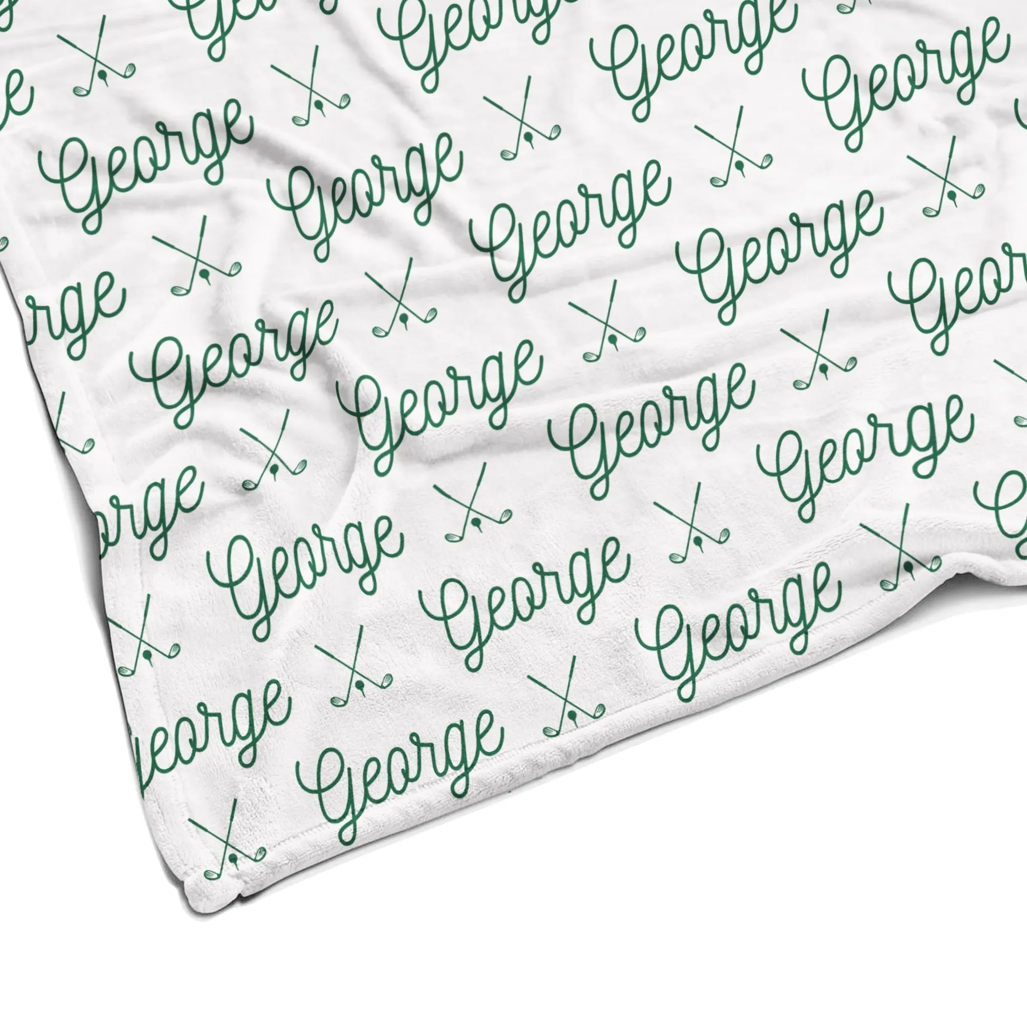 Sugar   Maple Plush Minky Fleece Personalized Blanket | Golf Icon Repeating Name