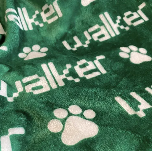Sugar   Maple Plush Minky Fleece Personalized Blanket | Paw Icon Repeating Name