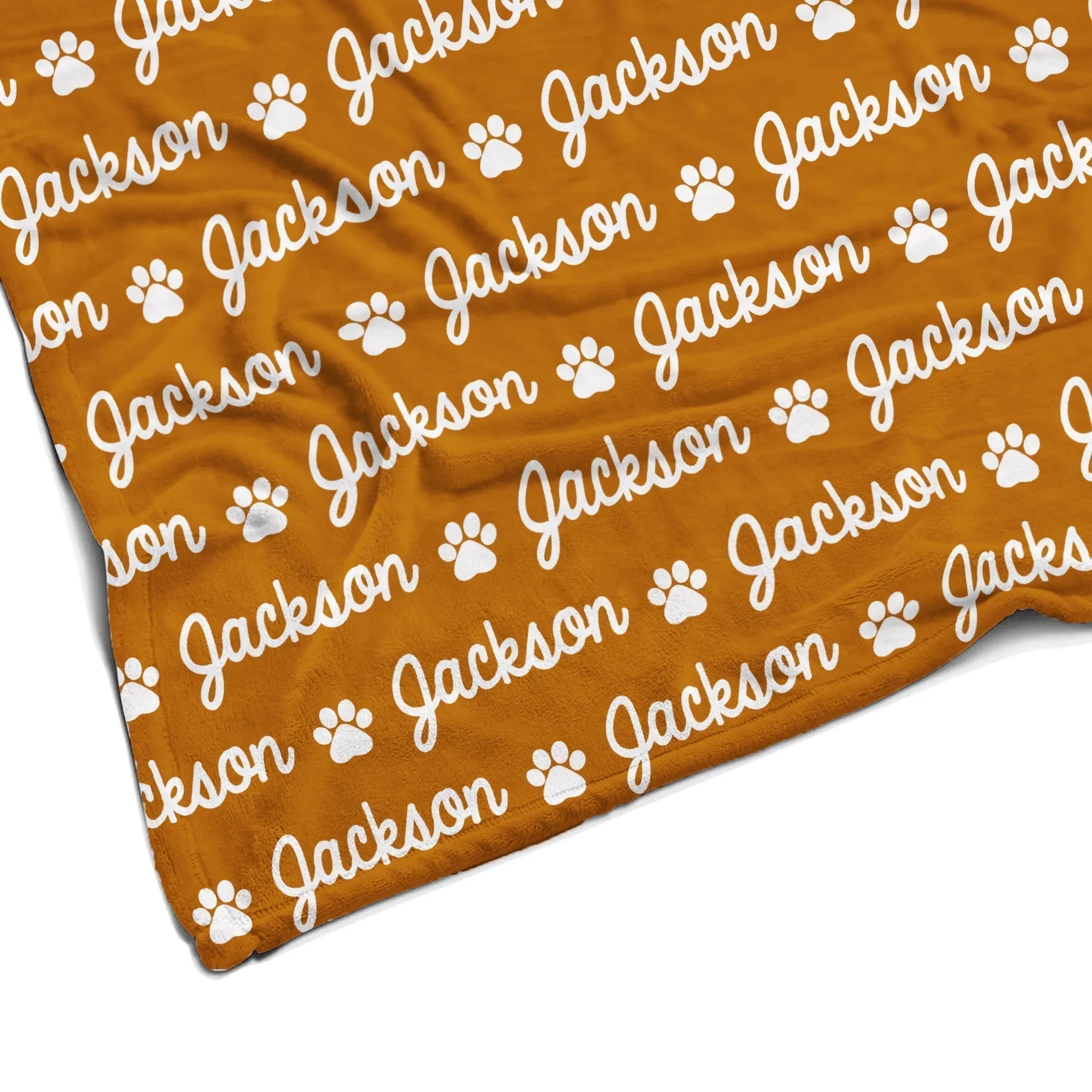 Sugar   Maple Plush Minky Fleece Personalized Blanket | Paw Icon Repeating Name