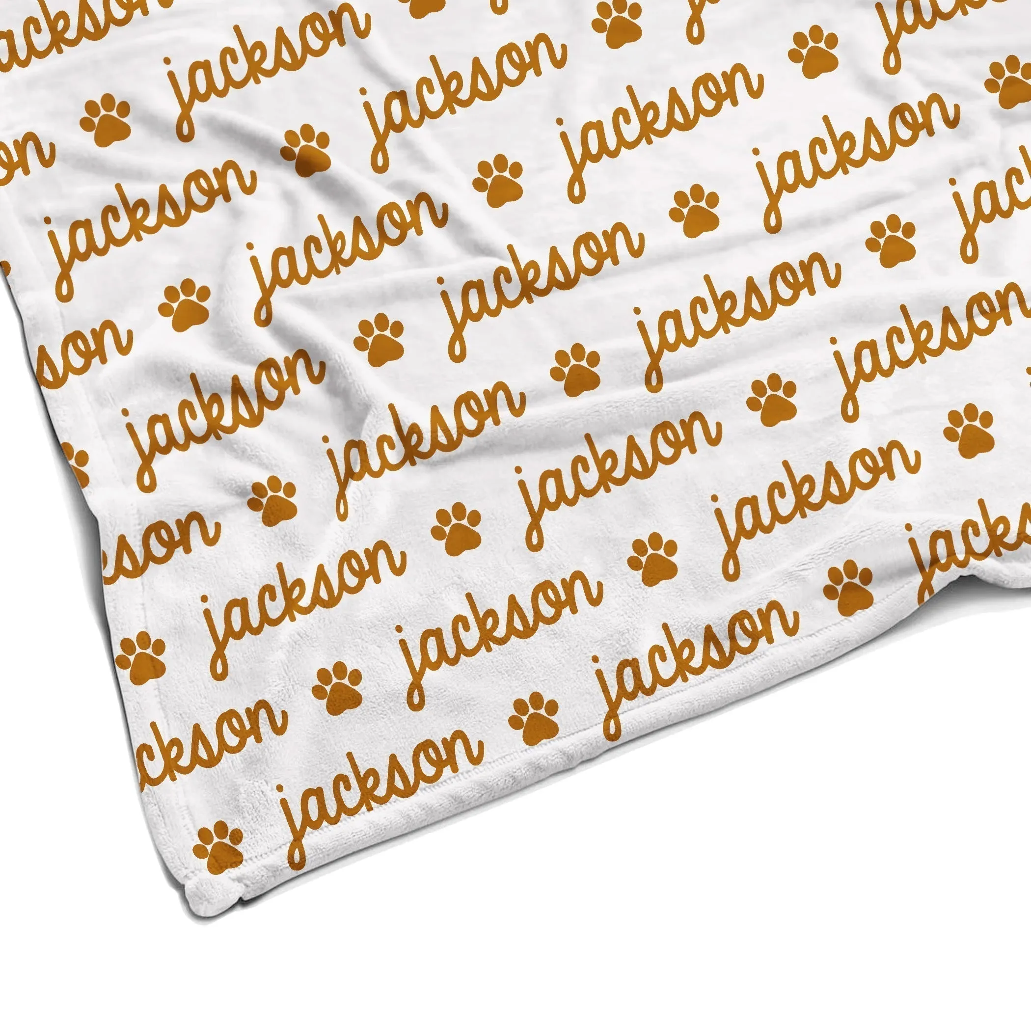 Sugar   Maple Plush Minky Fleece Personalized Blanket | Paw Icon Repeating Name