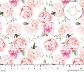 Sugar   Maple Plush Minky Fleece Personalized Blanket | Peonies