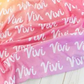 Sugar   Maple Plush Minky Fleece Personalized Blanket | Pink Ombre