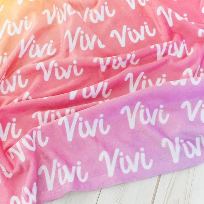 Sugar   Maple Plush Minky Fleece Personalized Blanket | Pink Ombre