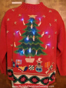 Super Tree and Toys Ugly Christmas Sweater with Lights