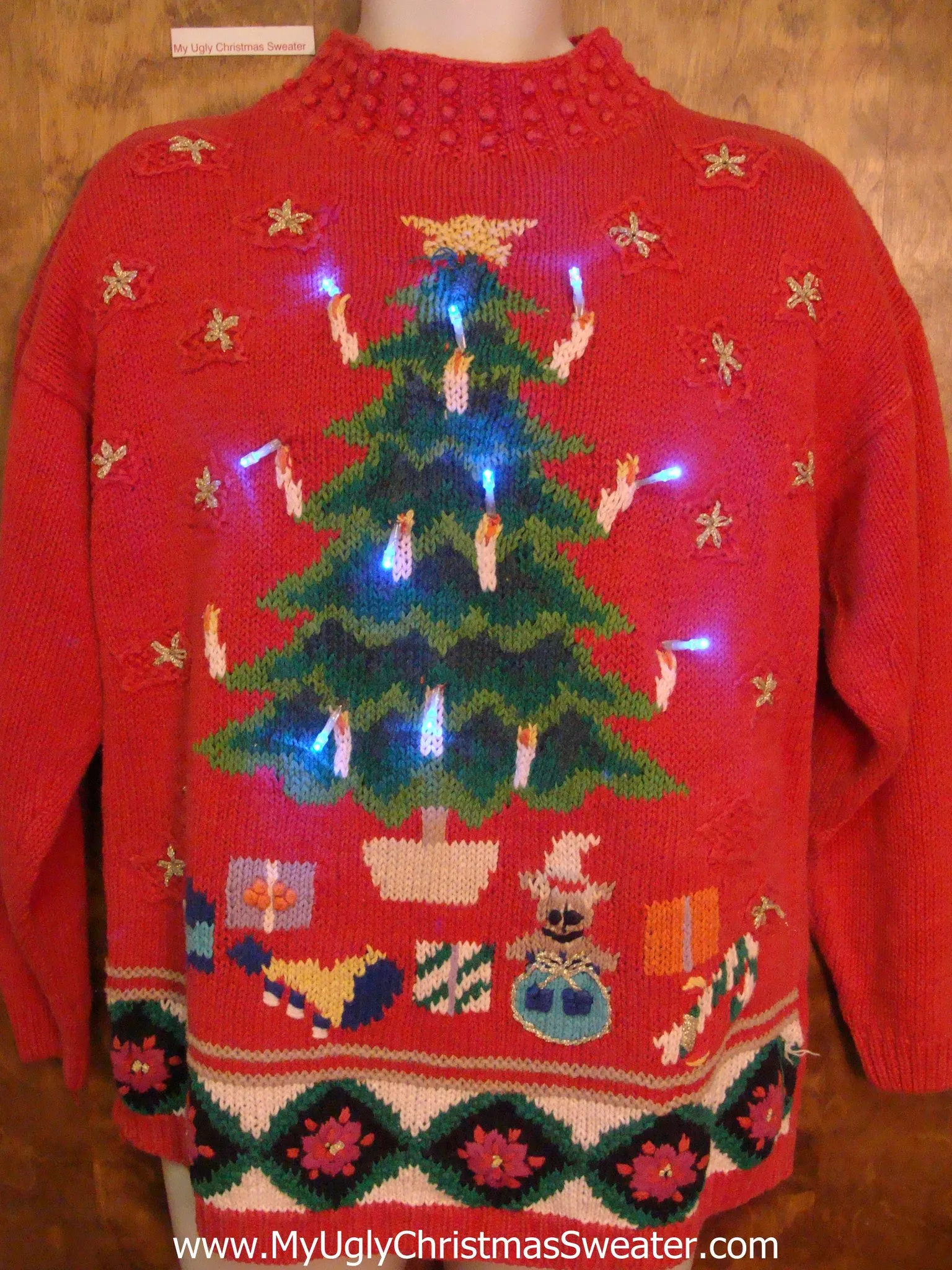 Super Tree and Toys Ugly Christmas Sweater with Lights