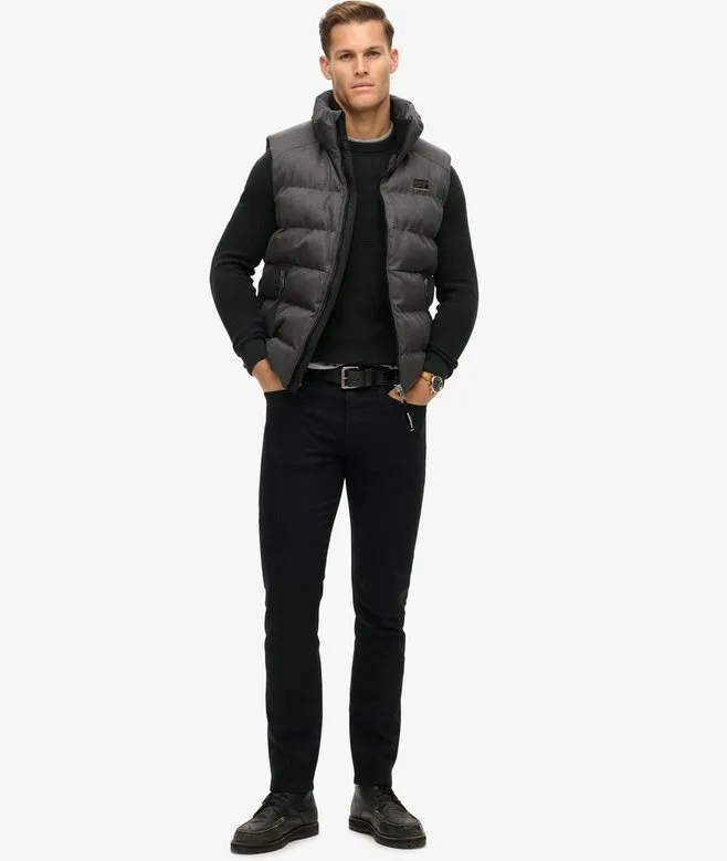 Superdry Sports Puffer Tweed Gilet - Grey Marl