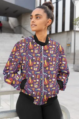 Sweet & Chic: Donuts & Lipstick Pop Art Bomber Jacket - Trendy Outerwear for All