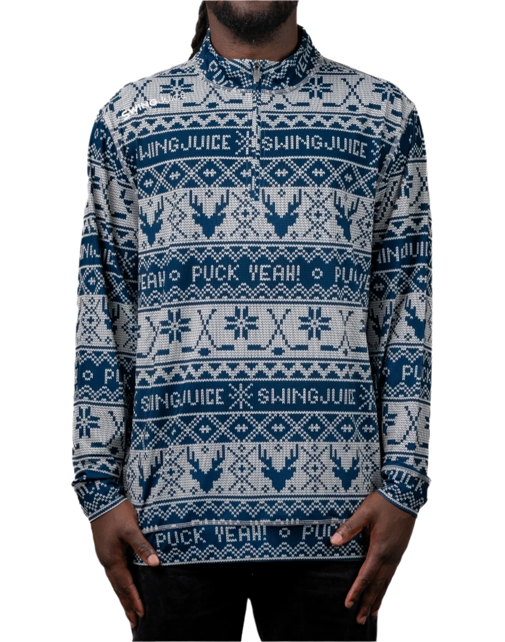 SwingJuice Hockey Puck Yeah Fairisle Men's Quarter Zip