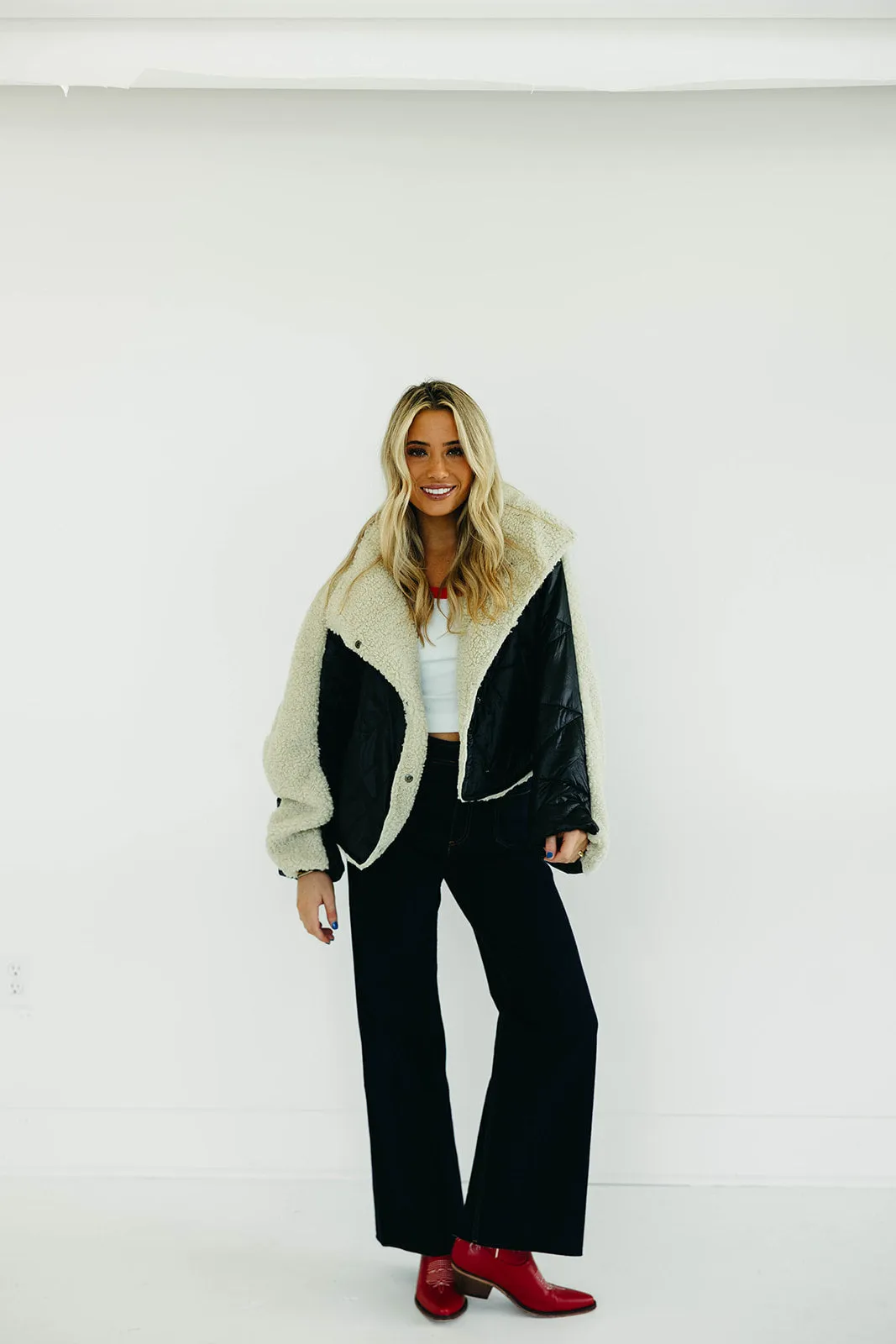 Terry Quilted Jacket - Black/Tan