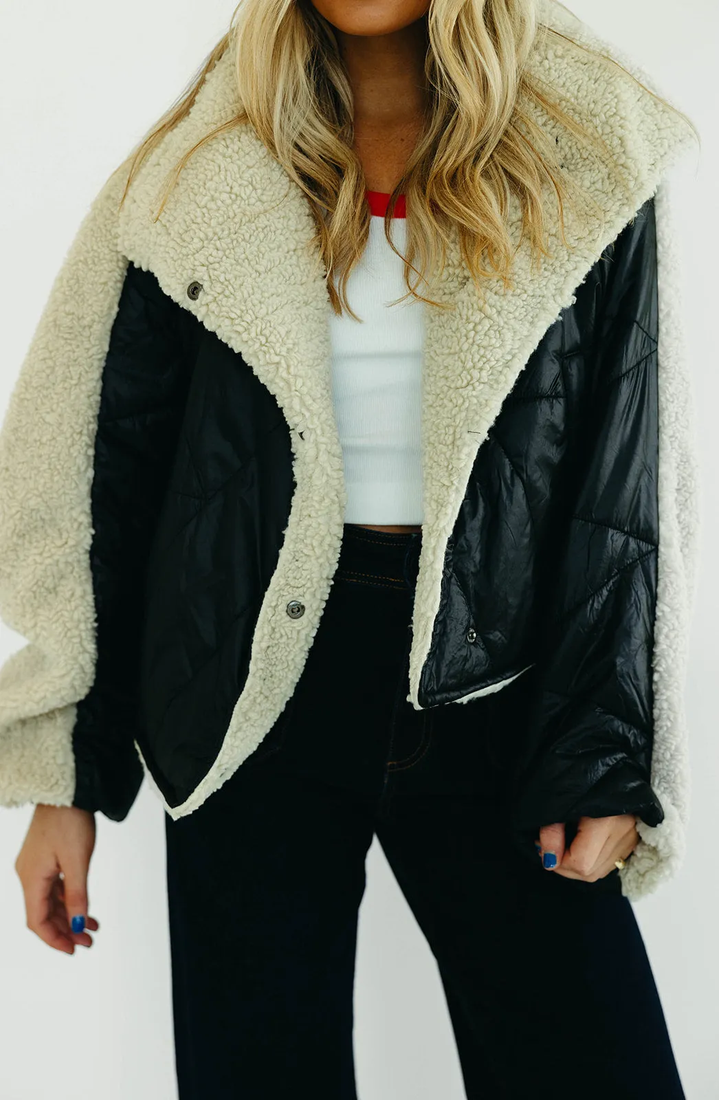 Terry Quilted Jacket - Black/Tan