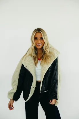 Terry Quilted Jacket - Black/Tan