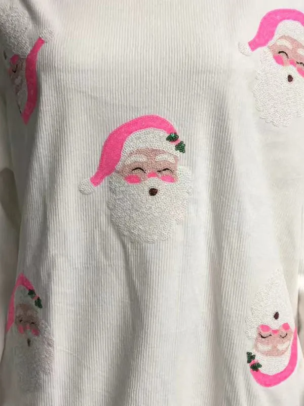 Trendy Christmas Santa Sweater with Sequin Details for Women