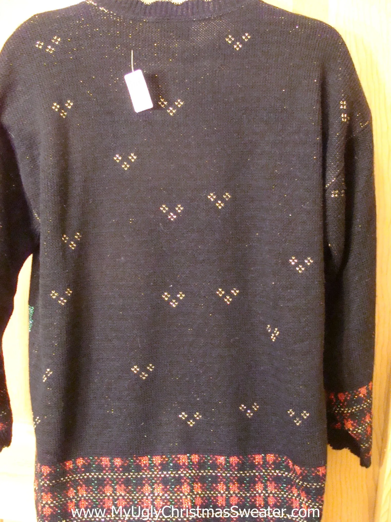 Ugly Christmas Sweater 80s Candles Plaid Trim