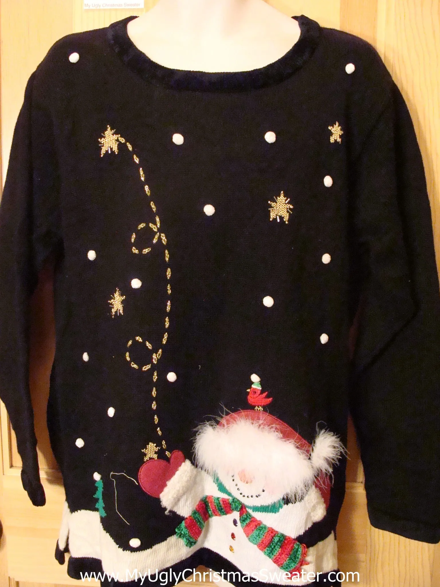 Ugly Christmas Sweater Furry Snowman Front Back