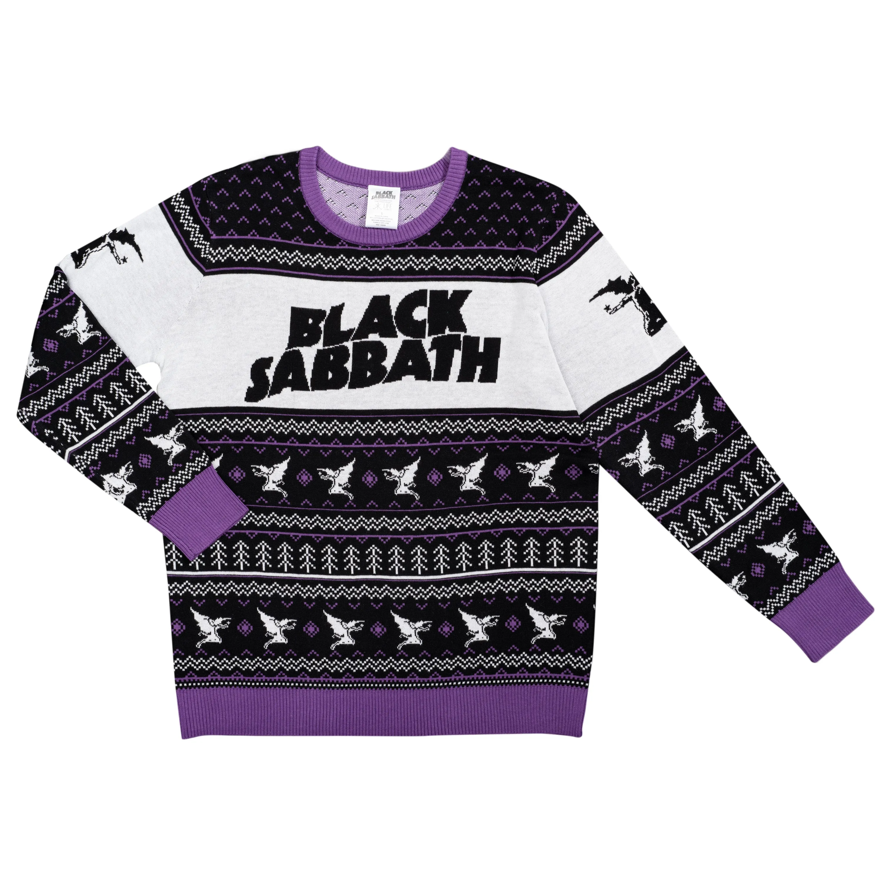 Ugly Christmas Sweater JulesRoche Black Sabbath Logo Cozy Pullover