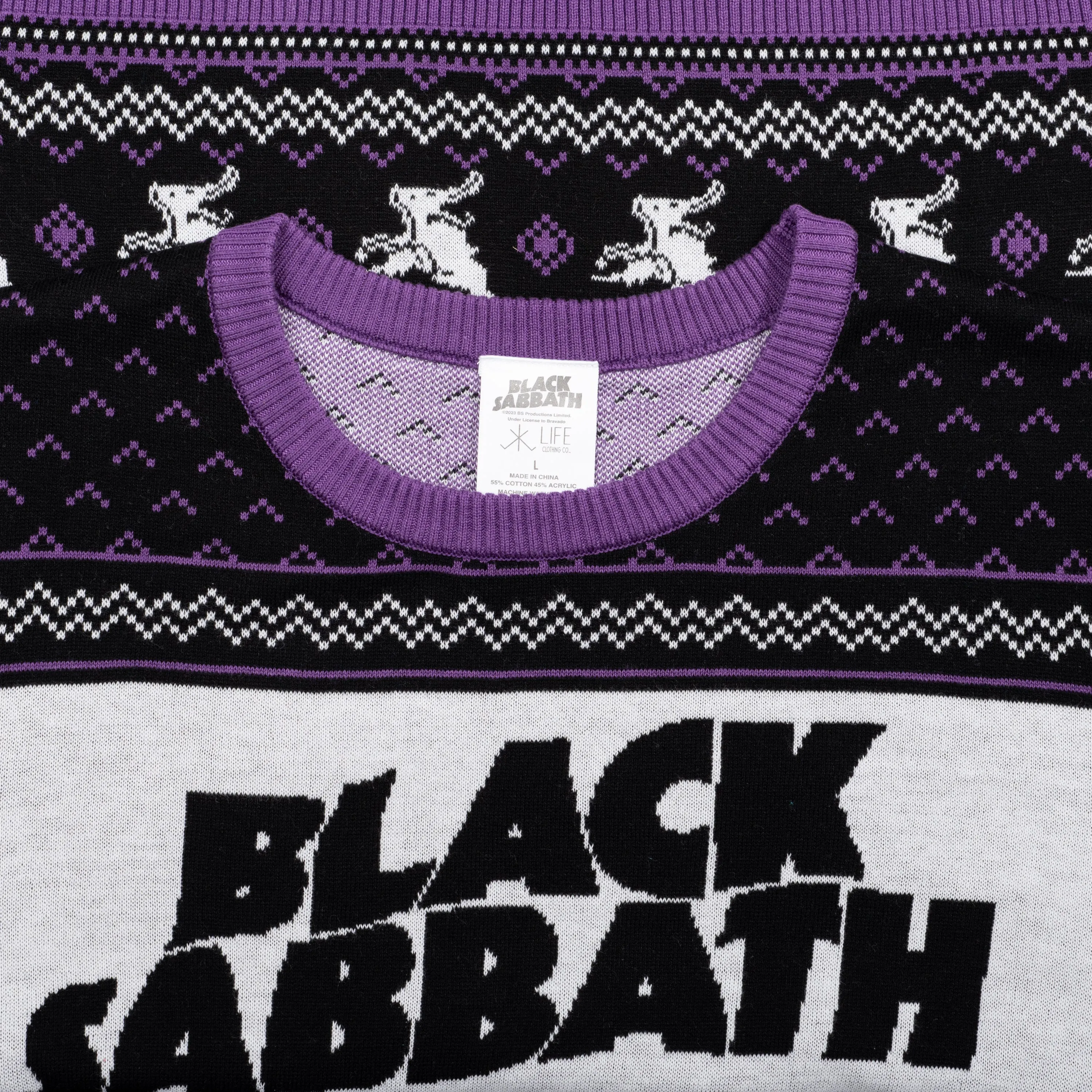 Ugly Christmas Sweater JulesRoche Black Sabbath Logo Cozy Pullover