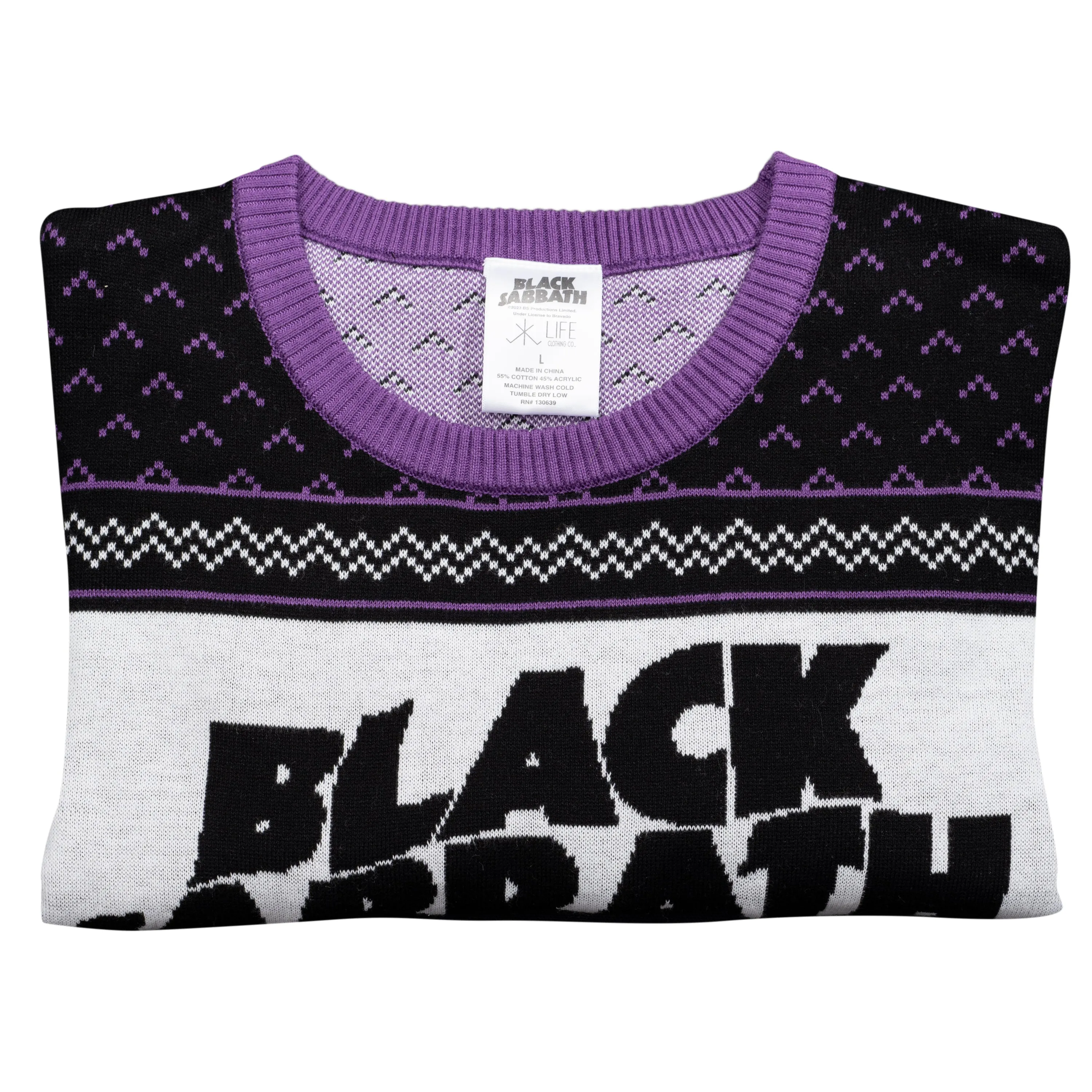 Ugly Christmas Sweater JulesRoche Black Sabbath Logo Cozy Pullover