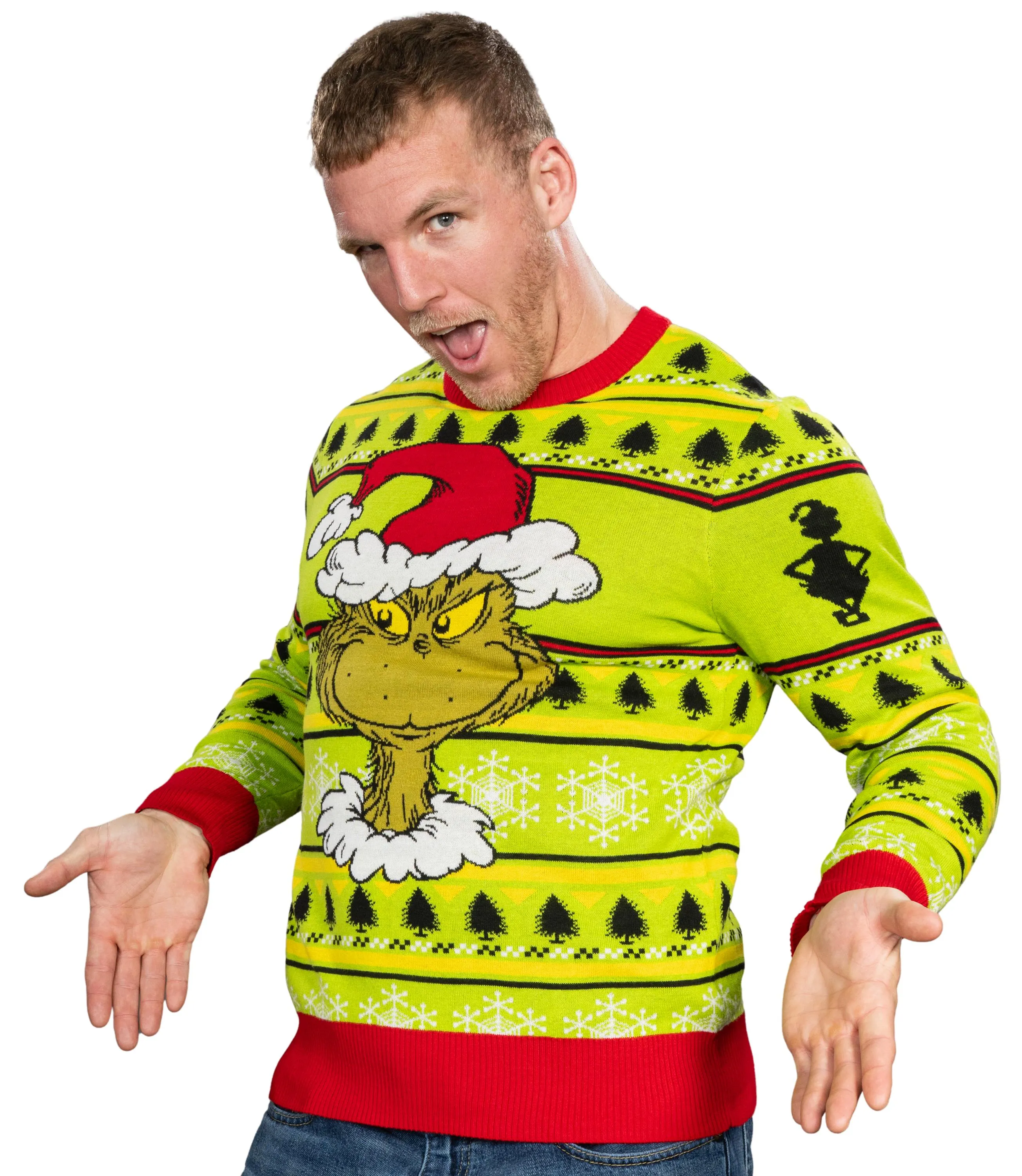 Ugly Christmas Sweater JulesRoche Grinch Designs Cozy Apparel