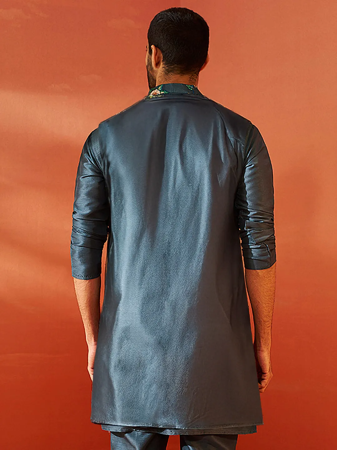 VASTRAMAY Men’s Grey Nehru Jacket