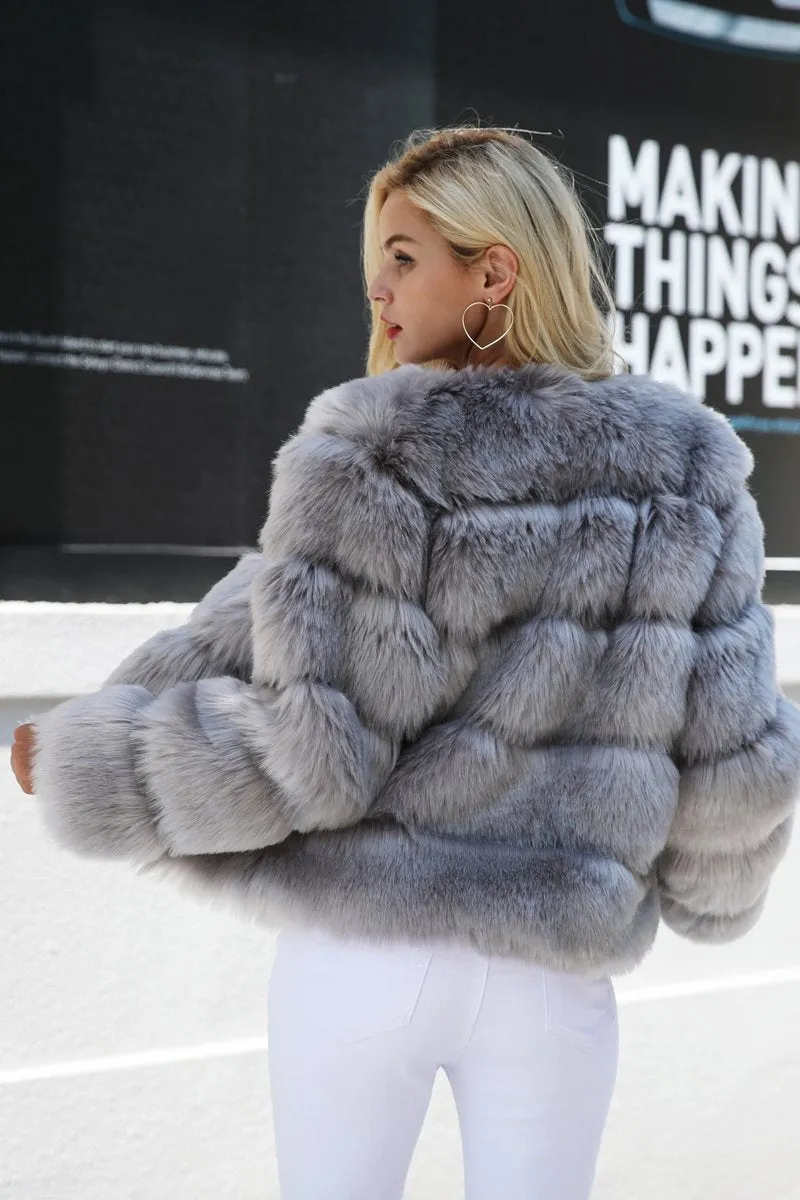 Vintage Fluffy Faux Fur Coat 10131642-black-s