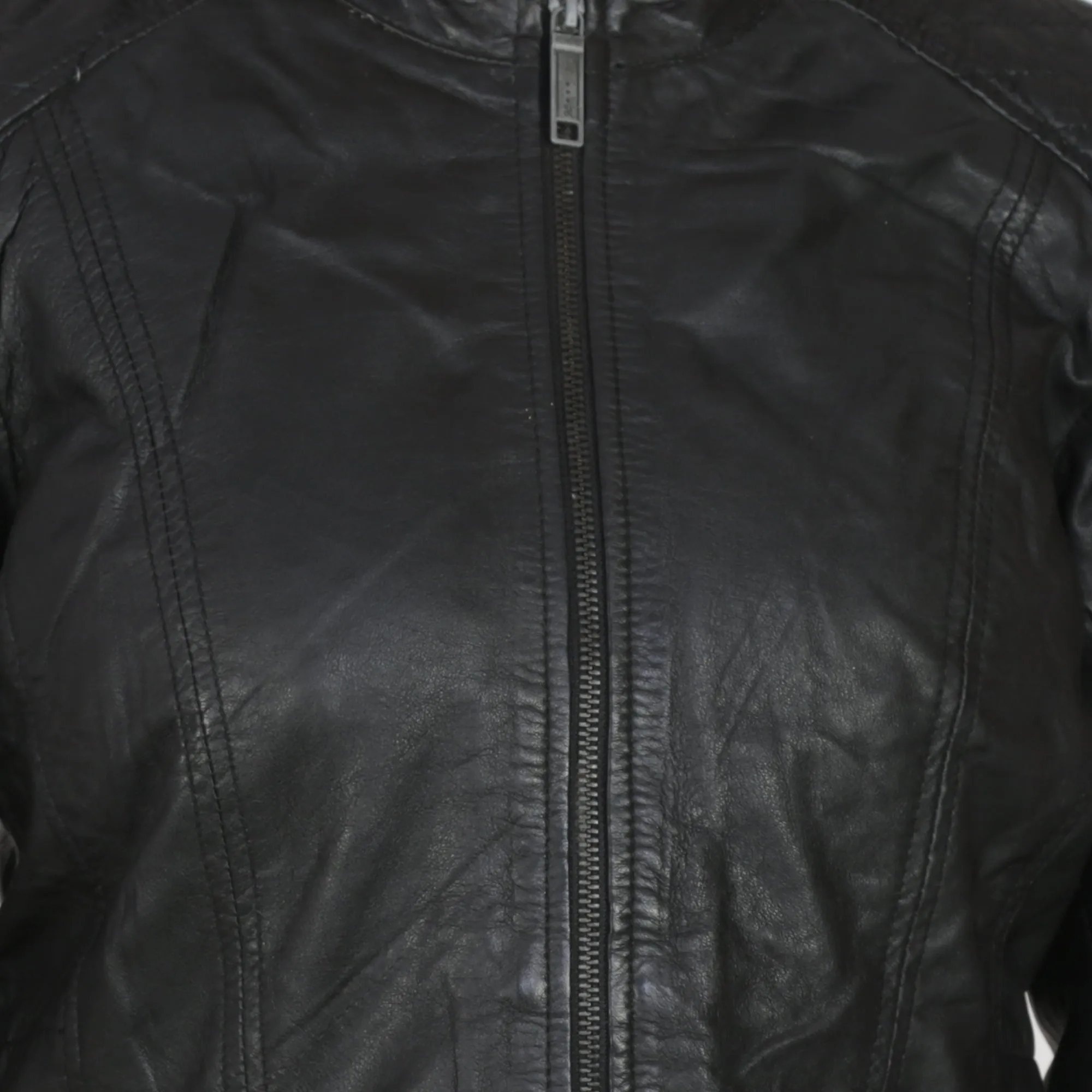 Women's Slim Fit Leather Jacket : Biker with Quilted Shoulder